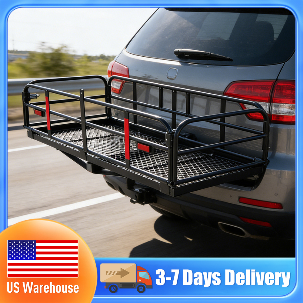 Bike Cargo Rack - Heavy Duty Folding Trailer Hitch Cargo